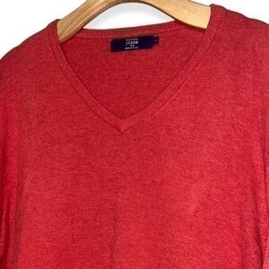 J. Crew Men’s Size L Red Cotton V-Neck Pullover Sweater